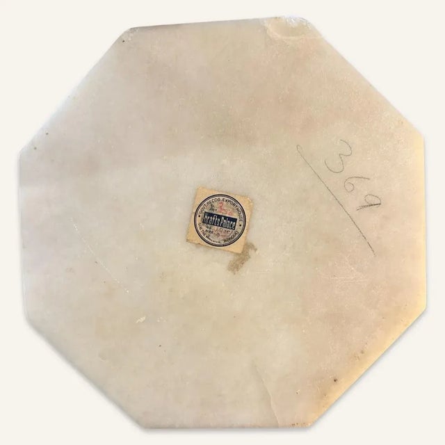 White Set of 2 Early 20th Century Indian Marble Plaque and Trinket Box With Inlay For Sale - Image 8 of 13