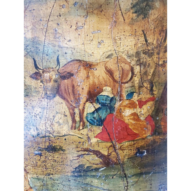 Rustic European Late 18th Century Dutch Bow Front Painted Pine Corner Cupboard With Butterfly Hinges For Sale - Image 3 of 8