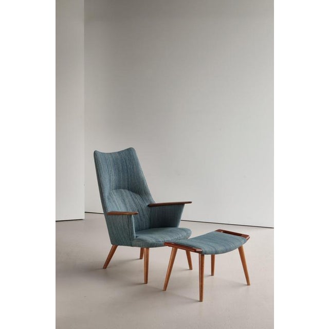 Wood Set of Vintage Mama Bear Lounge Chair and Ottoman in Oak and Teak by Hans J. Wegner for A.P. Stolen, 1950s For Sale - Image 7 of 18