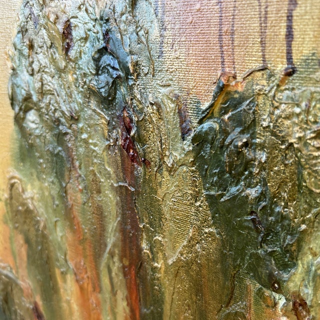 Copper 1960s Mid-Century Modern 3-Panel Triptych Painting by Thomas Pell Soaring Cranes & Landscape For Sale - Image 8 of 12