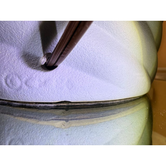 Sky Blue 1980s Pacific Coast Lighting Postmodern Ribbed Plaster Table Lamps - Set of 2 For Sale - Image 8 of 11