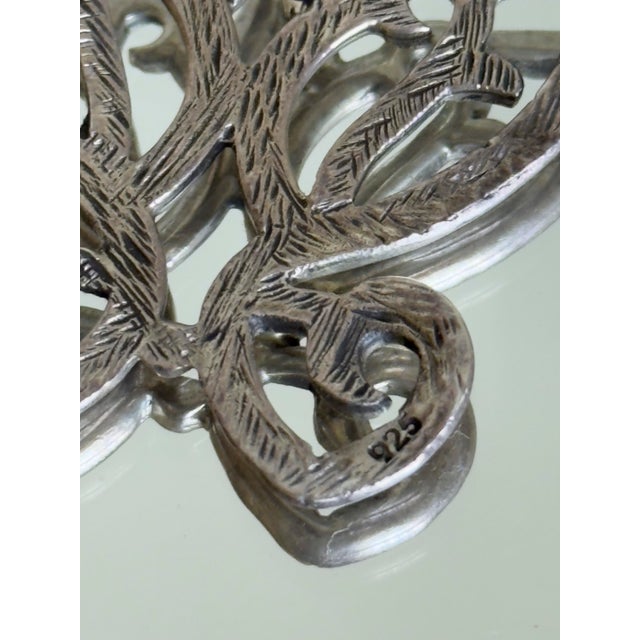 Silver Vintage 925 Sterling Silver Openwork Filigree Butterfly Pendant Necklace 1970s For Sale - Image 8 of 15