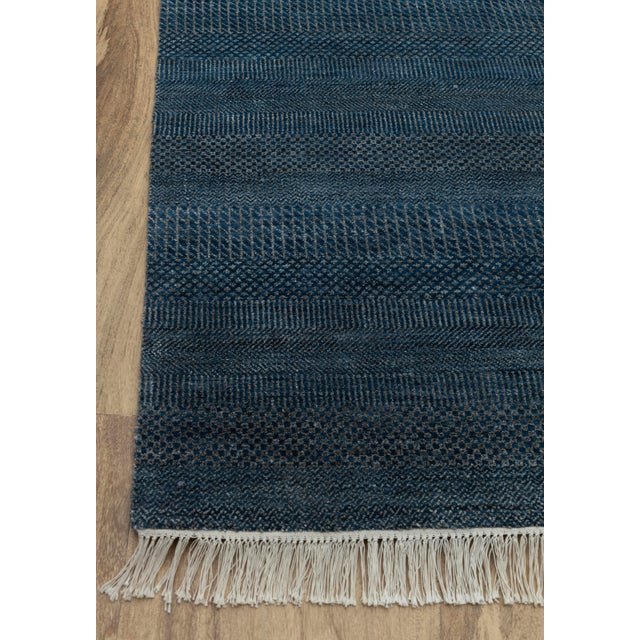 8' x 10' Savannah Hand Knotted Modern Blue Wool & Silk Rug For Sale - Image 9 of 18