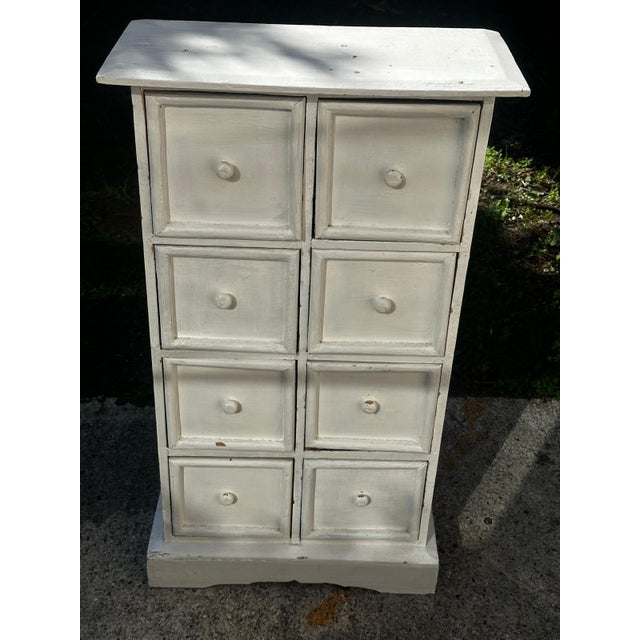 Small Antique Workshop Cabinet with 8 Drawers in Painted Wood, 1950s For Sale - Image 18 of 18