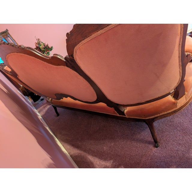 Victorian Sofa Antique Victorian Walnut Tufted Parlor Sofa, Carved Frame, c.1890 For Sale - Image 3 of 16