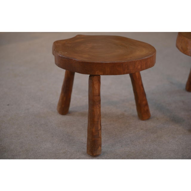 1950s Set of Brutalist Stools in Elm, 1950s For Sale - Image 5 of 8