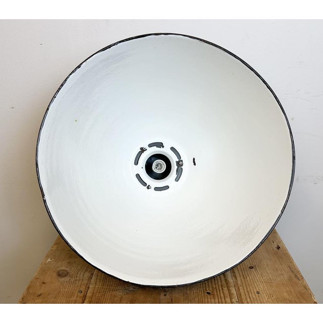 Large Industrial Dark Grey Enamel Factory Lamp from Elektrosvit, 1960s For Sale - Image 15 of 18