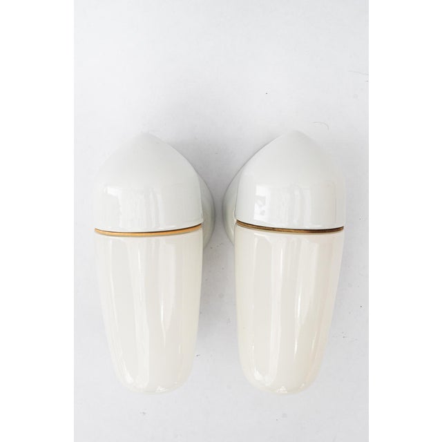 Porcelain Wall Lights by Wilhelm Wagenfeld for Lindner, 1940s, Set of 2 For Sale - Image 6 of 18
