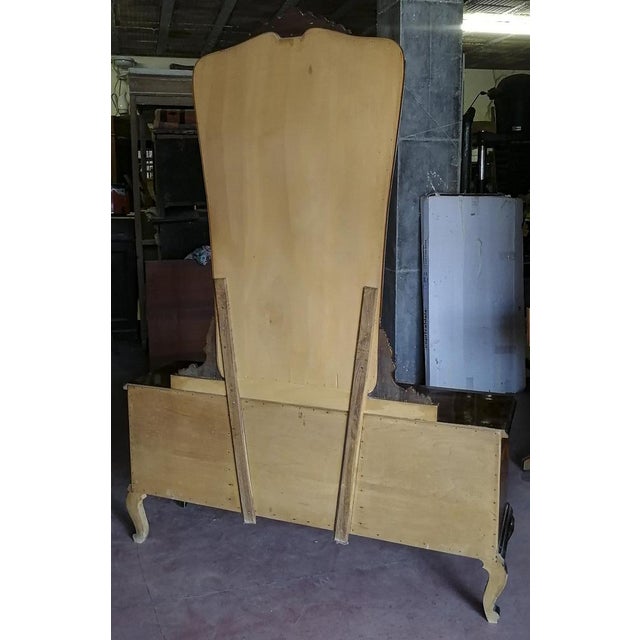 Italian Chippendale Walnut Burl & Veneer Dressing Table, 1940s For Sale - Image 4 of 18