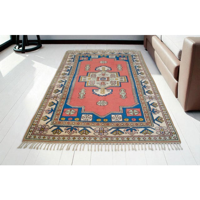 Contemporary Vintage Turkish Rug Traditional Hand Knotted High Pile Wool Area Rug - 5' 3" X 7' 10" For Sale - Image 3 of 18