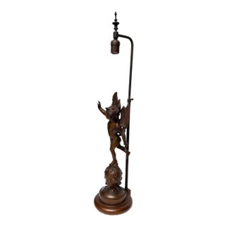 1980s Spanish Bronze Cupid Sculpture Table Lamp For Sale