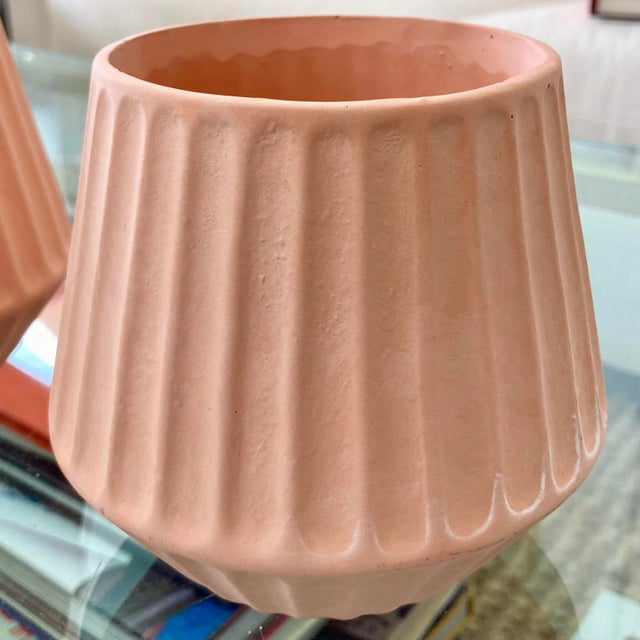Terra Cotta Modern 1970s Natural Matte Terra Cotta Cachepots - a Pair For Sale - Image 8 of 10