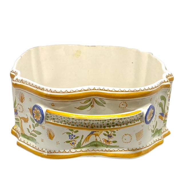 French 19th Century Vintage Faience Pottery Jardinaire For Sale - Image 4 of 9