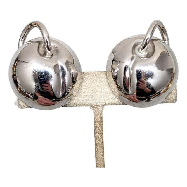 Vintage Signed Napier Rhodium Plated Apple Clip Earrings-2 Pieces For Sale