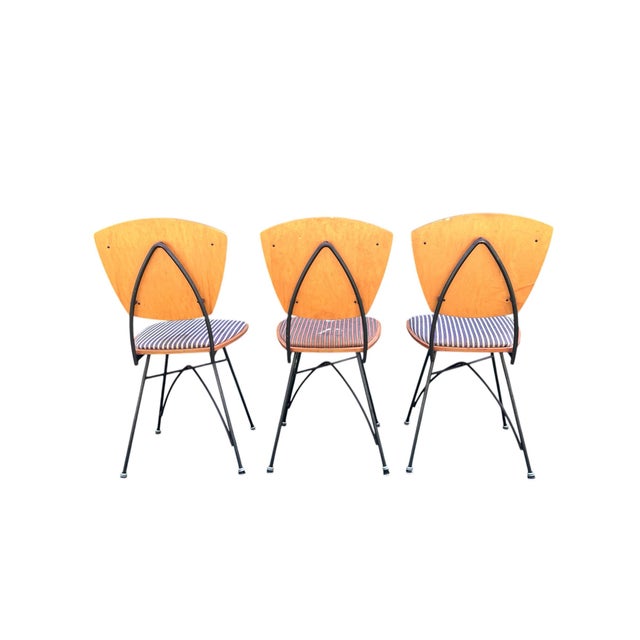 Wood Mid-20th Century Plywood Chairs With Iron Frames For Sale - Image 7 of 12