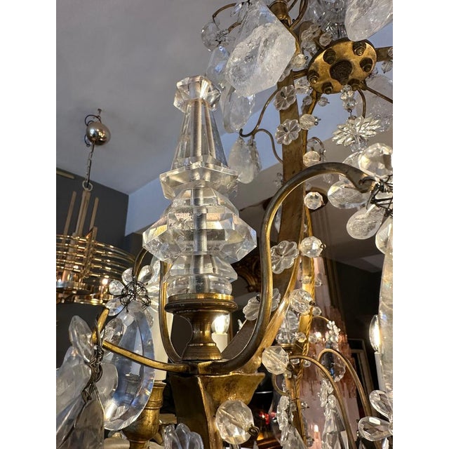 Large Antique French Rock Crystal and Gilt Bronze Chandelier For Sale - Image 10 of 18