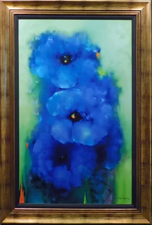 Victoria Montesinos "Blue Garden"#99 Giclee Canvas Hand Signed Custom Framed