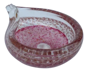 Vintage C1960's Italian Hand-Blown Alfredo Barbini Cranberry Murano Conch Shell Bowl