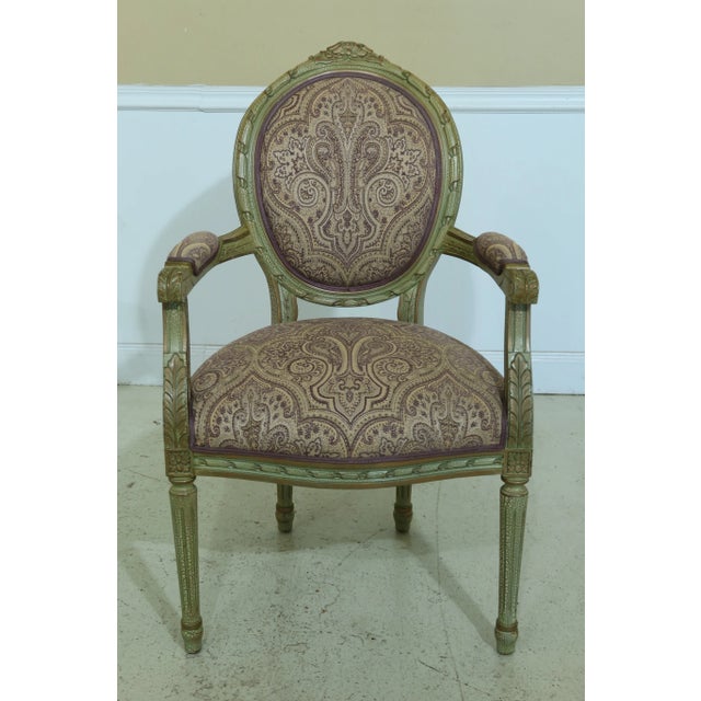 Approx: 15 Years Old High Quality Construction French Style Nice Decorative Green Crackle Finish Quality Upholstery...