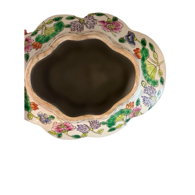 Vintage Chinoiserie Ginger Jar With Phoenix & Peony Motif | Hand-Decorated Porcelain Lidded Urn For Sale - Image 4 of 10