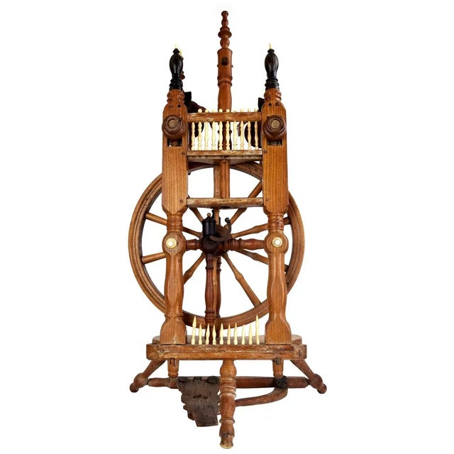 Antique Majestic Spinning Wheel in Ebony Wood For Sale - Image 13 of 13