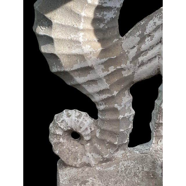 Vintage Three Seahorses Birdbath Concrete For Sale - Image 12 of 18