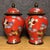 Metal Pair of Vintage Chinese Cloisonné Red Ground "Crane & Clouds" Covered Jars - 2570g For Sale - Image 7 of 9
