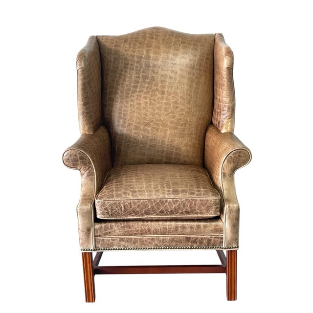 Animal Skin Vintage Wingback Chair by Century Furniture (Lt Designs) For Sale - Image 7 of 12