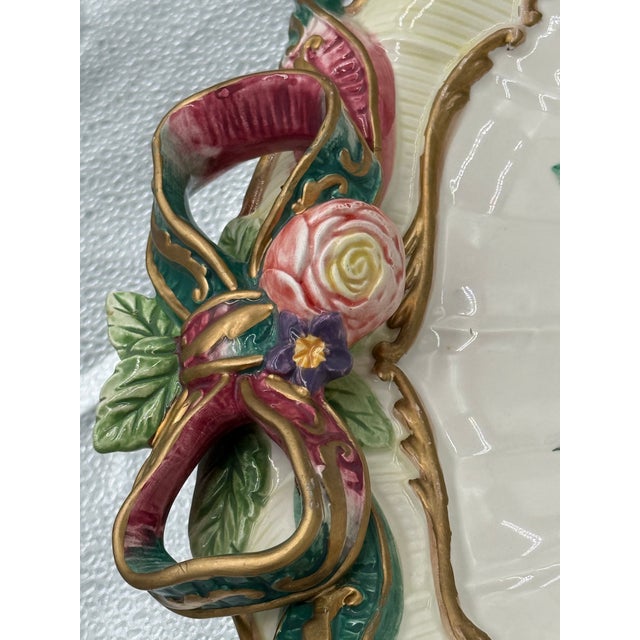 1990s Fitz and Floyd “Woodland Spring” Square Oval Floral Platter For Sale - Image 9 of 18