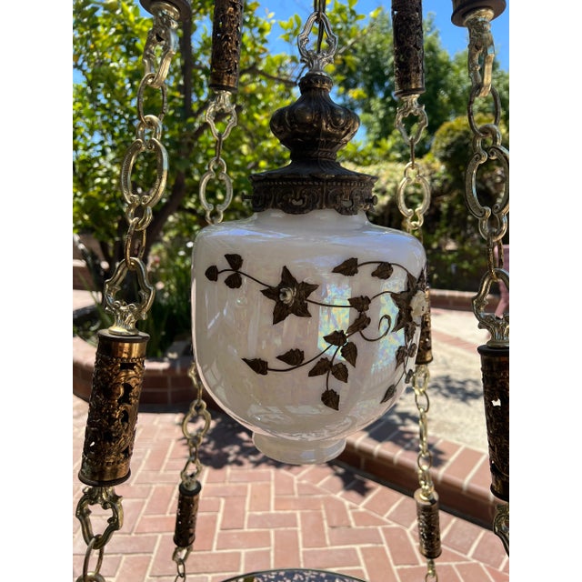 1950s 1950s Hollywood Regency Brass Chandelier For Sale - Image 5 of 13