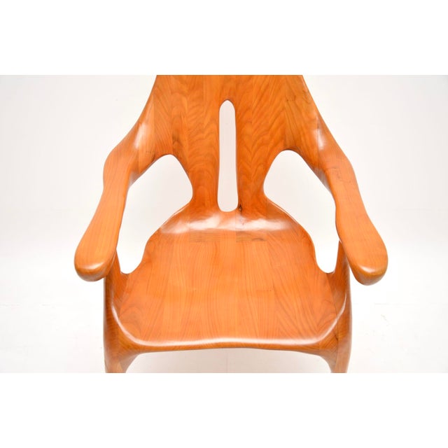 Brown Italian Sculptural Armchair in Elm, 1970s For Sale - Image 8 of 11