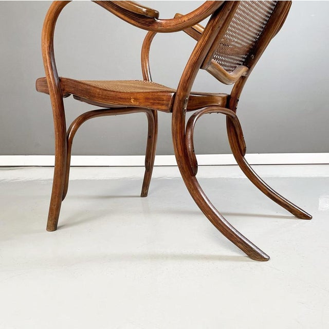 Austrian Armchair with Dark Brown Straw & Wood, 1900s For Sale - Image 15 of 16