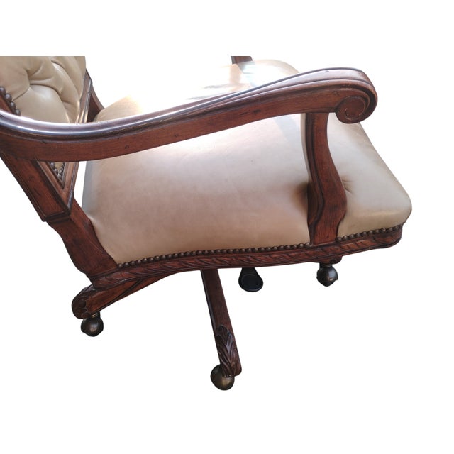 1970s Experience the Executive Luxury With the Vintage Jeffco Chesterfield Executive Leather Chair For Sale - Image 4 of 9