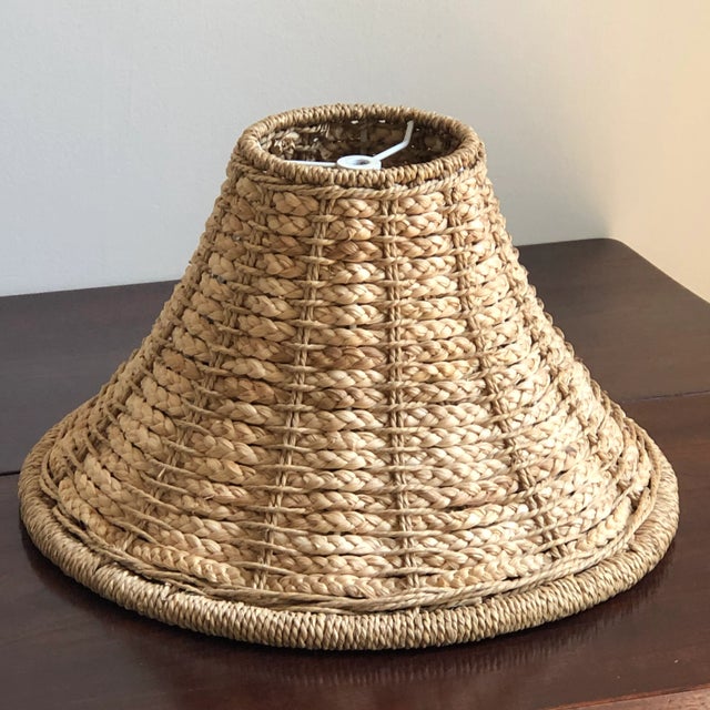 Late 20th Century Vintage Handwoven Rope Style Wicker Lamp Shade For Sale - Image 5 of 13
