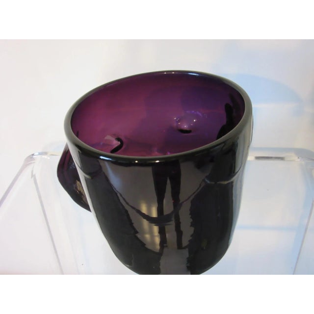 Mid 20th Century Attributed to Blenko Glass Hand Blown Head Vase For Sale - Image 5 of 9