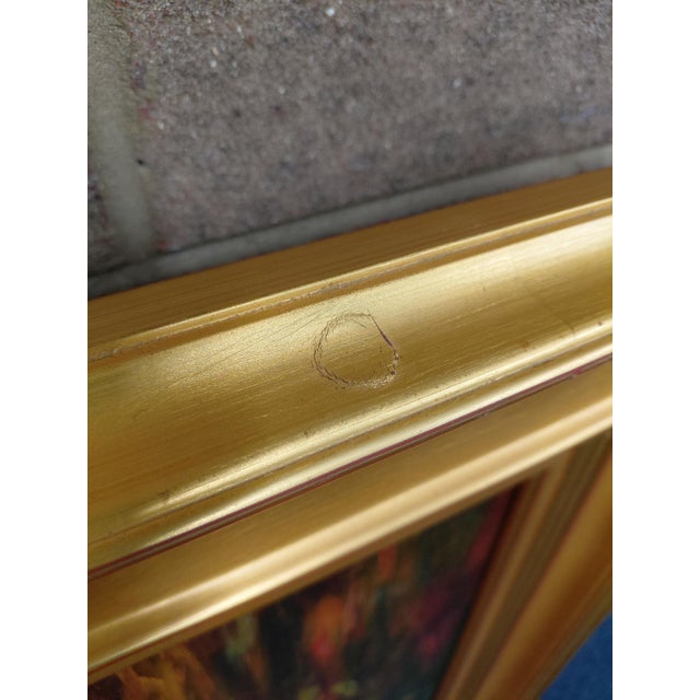 Wood Late 20th Century Framed Signed Zhao Song Lilypads in Evening Oil on Canvas For Sale - Image 7 of 10