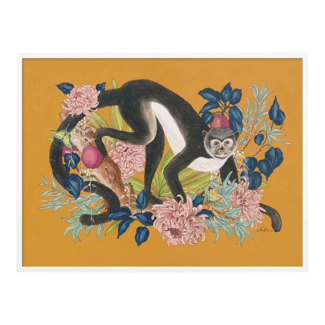Monkey Business by Allison Cosmos in White Frame, XS Art Print For Sale