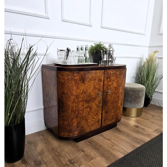 Mid-Century Modern Italian Bar Cabinet in Burl Wood, 1970s For Sale - Image 3 of 12