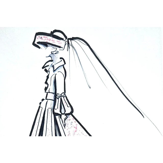 This is one of several original fashion drawings that we purchased recently in Paris. It is estimated to be c1980s. It is...