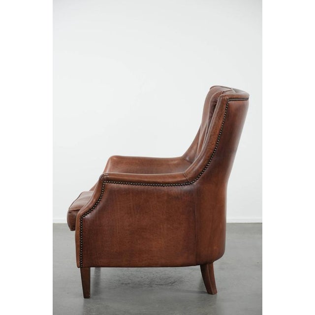 1990s Cognac Brown Cowhide Armchair For Sale - Image 5 of 15