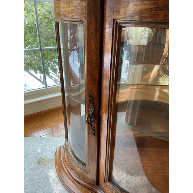 Vintage French Provincial Style Lighted Demilune Curved Glass Console ...