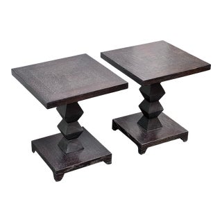 Circa 1970's Jean Michel-Frank for Donghia Cerused Oak Side Tables, a Pair For Sale
