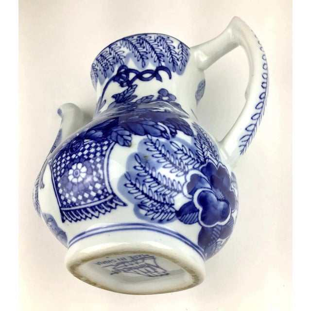Boho Heavy Blue & White Vintage Chinese Tea Pot For Sale - Image 10 of 12