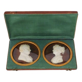 Antique Framed Grand Tour Wax Portrait Reliefs, 19th Century, Set of 2 For Sale