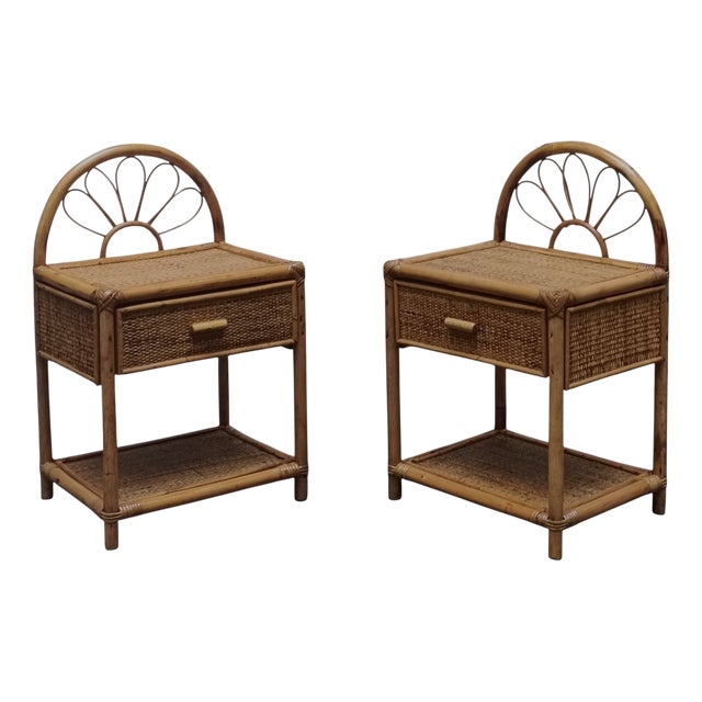 Nighstands in Rattan and Bamboo from Dal Vera, 1960s, Set of 2 For Sale