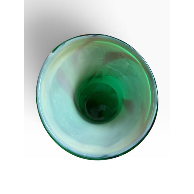Vintage Green Art Glass Vase | Emerald Green With Amber Inclusions | Sculptural For Sale In Portland, ME - Image 6 of 6