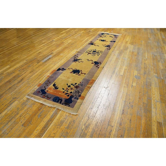 1920s Chinese Art Deco Carpet ( 2'6" x 11'4" - 76 x 345 ) Hallway Runner Rugs (2.06ft x 11.04ft), Circa Date: 1920s. This...