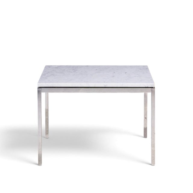 Mid 20th Century Florence Knoll Mid Century Chrome and Marble Top Side Tables - Pair For Sale - Image 5 of 11