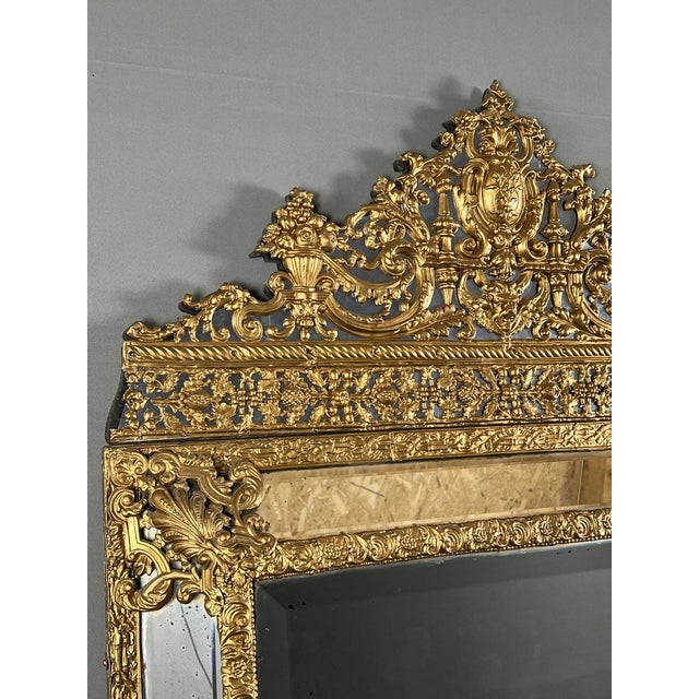 Large Antique 19th Century Mirror in Gilt Metal For Sale - Image 12 of 13