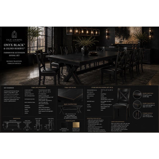 Early 21st Century Onyx Black™ & Gilded Reserve™ Architectural Dining Collection With Eight Matching X-Back Dining Chairs For Sale - Image 5 of 7